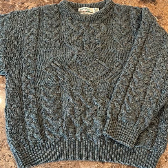 VTG Aran Crafts Ireland Wool Chunky Cable Knit Fisherman Sweater Medium Unisex - Picture 8 of 15